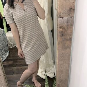 Haven Well Within cotton Striped Tan Dress size small
